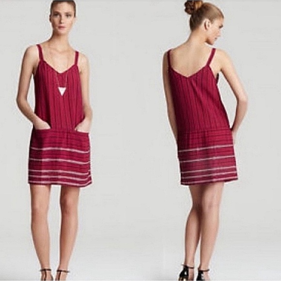 Theory Dresses & Skirts - Theory Sially Pink Striped Beaded Sleeveless Mini Dress Womens Size 10